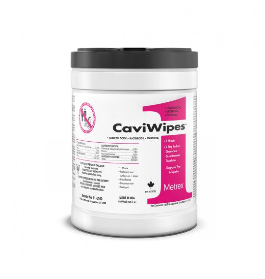 CaviWipes1 Minute | Metrex (6" x 6.75") 160 Wipes Per Canister, #11-5100