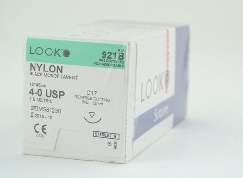 Look Black Nylon Sutures Reverse Cutting,12/Box 918B-921B-925B-928B-922B