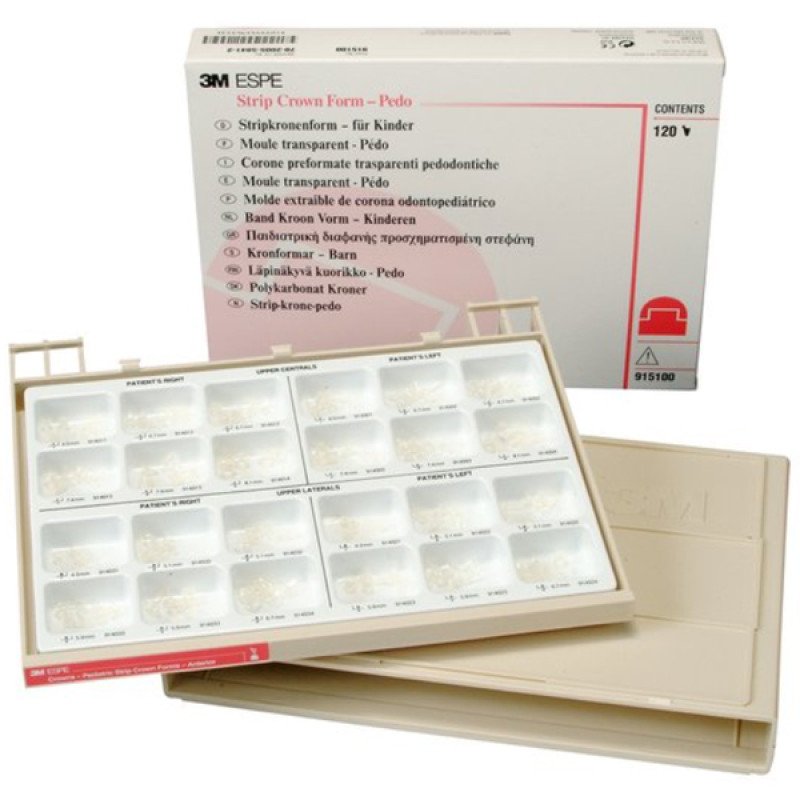 3M Unitek PEDO Strip-Off Crown Assorted Size Anterior Set 120/Bx #915100