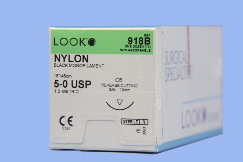 Look Black Nylon Sutures  Reverse Cutting,12/Box 918B-921B-925B-928B-922B