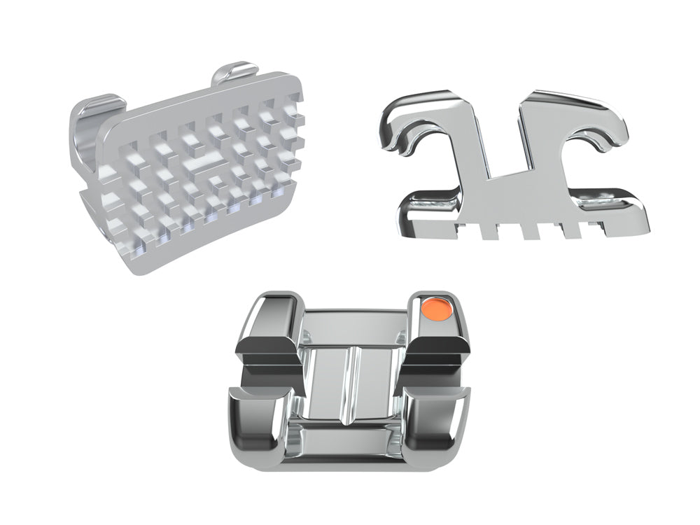 Agility Braces Brackets MBT or Roth  0.22" with Hooks 3's 4's 5's, Mesh Base Kit-G&H USA